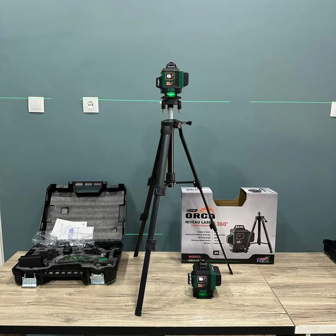 NIVEAU LASER CLASS II ET III A 16 LIGNES ORCA OD3-16G AVEC TREPIED 4D SANS FIL LCD